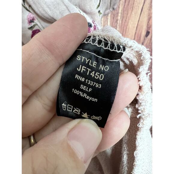 Anthropologie POL Sz S Tunic Top Boat Neck Embroidery Tassels Flounce Hem Boho - Picture 5 of 9